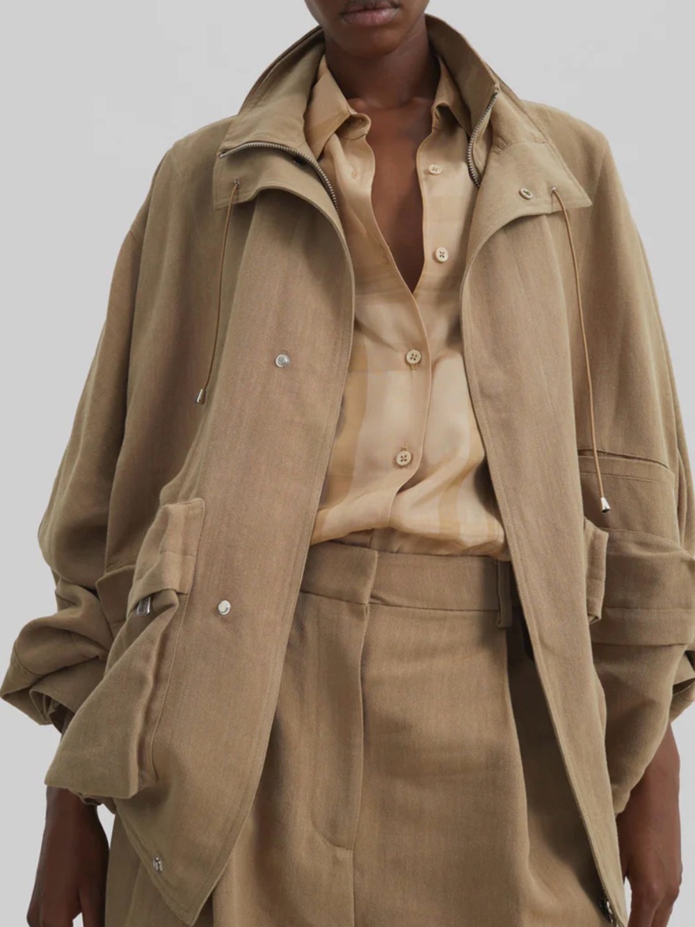 The Frankie Shop Beige Utility Jacket with High Collar - Picture 4 of 8